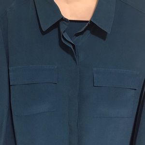 Ann Taylor blue silk blouse